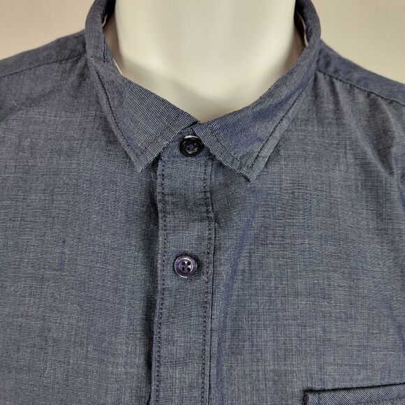 Amplify Button Front Collared‎ Blue Gray Shirt - Picture 3 of 9